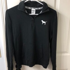 Black Quarter-Zip PINK Sweatshirt (size small)